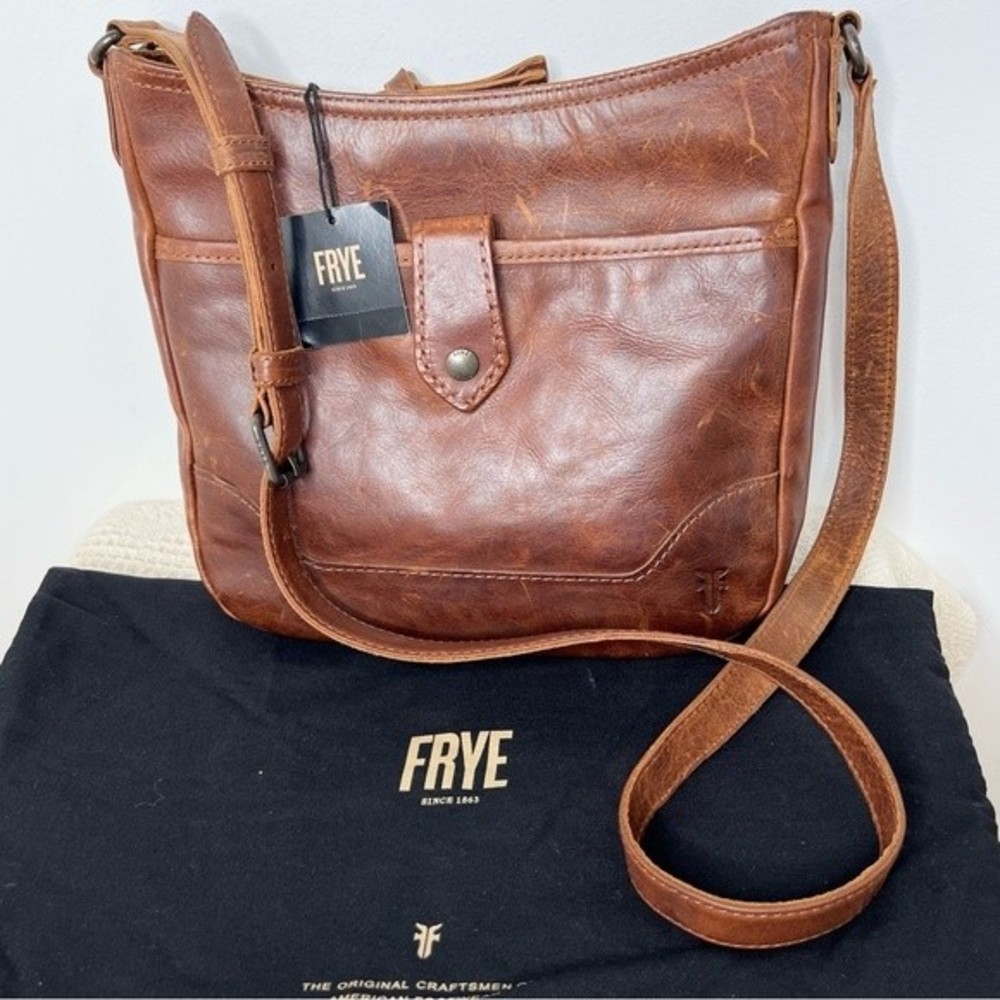 Frye Tan Leather Crossbody Bag with Adjustable Strap